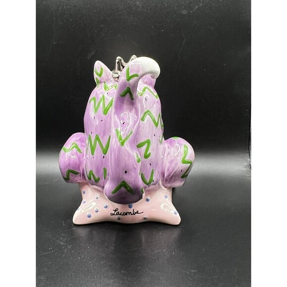 WhimsiClay by Amy Lacombe Cat Figurine 2002 #24229 Annaco Purple Cat on Pillow - Picture 5 of 12
